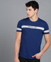 Men's Printed Dark Blue Round Neck Half Sleeve Slim Fit Cotton T-Shirt