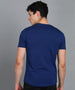 Men's Printed Dark Blue Round Neck Half Sleeve Slim Fit Cotton T-Shirt