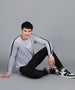 Urbano Fashion Men's Color-Block Grey Round Neck Full Sleeve Slim Fit Cotton T-Shirt