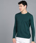 Urbano Fashion Men's Color-Block Green Round Neck Full Sleeve Slim Fit Cotton T-Shirt