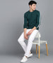 Urbano Fashion Men's Color-Block Green Round Neck Full Sleeve Slim Fit Cotton T-Shirt