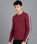 Men's Color-Block Maroon Round Neck Full Sleeve Slim Fit Cotton T-Shirt