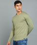 Urbano Fashion Men's Printed Olive Round Neck Full Sleeve Slim Fit Cotton T-Shirt