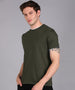 Men's Solid Olive Round Neck Half Sleeve Slim Fit Cotton T-Shirt