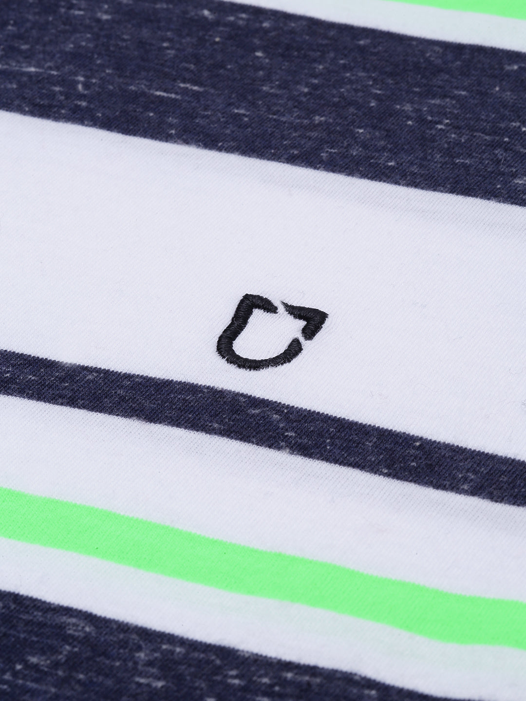 Men's White, Navy Blue, Green Striped Half Sleeve Slim Fit Cotton T-Shirt
