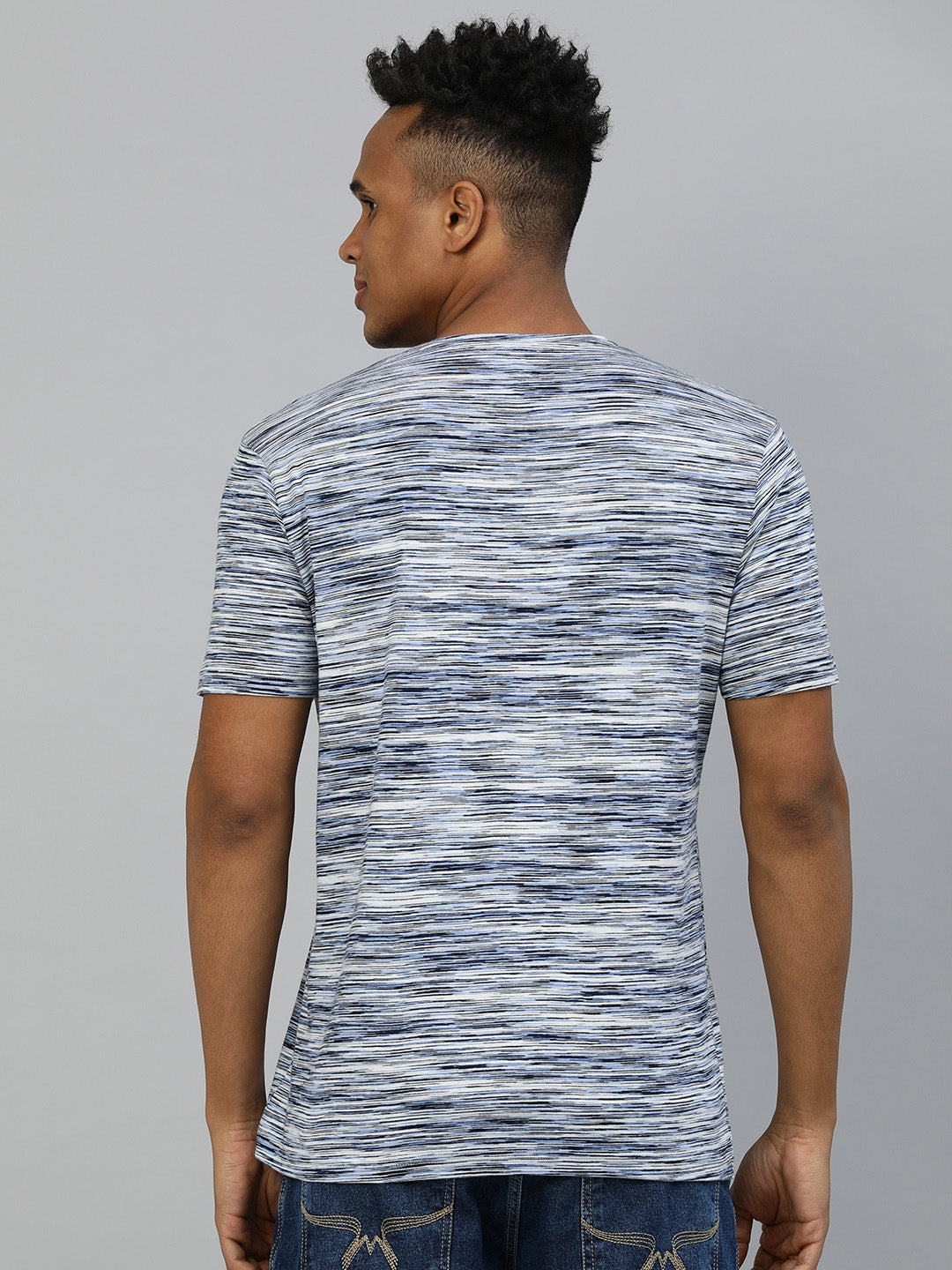 Urbano Fashion Men's Multi-Coloured Striped Slim Fit Half Sleeve Cotton T-Shirt