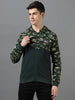 Urbano Fashion Men's Green Cotton Camouflage Printed Hooded Neck Sweatshirt