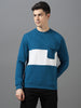 Urbano Fashion Men's Green Cotton Color Block Round Neck Sweatshirt
