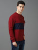 Urbano Fashion Men's Maroon Cotton Color Block Round Neck Sweatshirt
