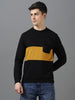 Urbano Fashion Men's Black Cotton Color Block Round Neck Sweatshirt