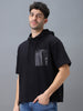 Urbano Fashion Men's Black Cotton Solid Oversized Hooded Neck Sweatshirt