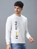 Urbano Fashion Men's White Cotton Graphic Print Round Neck Sweatshirt