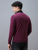 Urbano Fashion Men's Purple Cotton Solid Zippered High Neck Sweatshirt