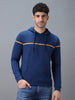 Men's Blue Cotton Solid Hooded Neck Sweatshirt