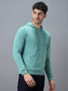 Men's Green Cotton Solid Hooded Neck Sweatshirt