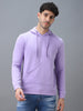 Men's Purple Cotton Solid Hooded Neck Sweatshirt