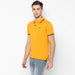 Men's Mustard Solid Mandarin Collar Slim Fit Cotton Polo T-Shirt