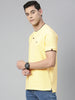 Men's Lemon Yellow Solid Mandarin Collar Slim Fit Cotton Polo T-Shirt