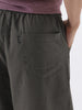 Men's Dusty Grey Loose Fit Solid Linen Blend Trousers Non-Stretchable