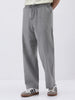 Men's Grey Loose Fit Solid Linen Blend Trousers Non-Stretchable