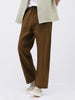 Men's Khaki Loose Fit Solid Linen Blend Trousers Non-Stretchable