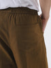 Men's Khaki Loose Fit Solid Linen Blend Trousers Non-Stretchable