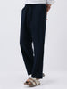 Men's Navy Loose Fit Solid Linen Blend Trousers Non-Stretchable