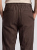 Men's Brown Relaxed Fit Solid Linen Blend Trousers Non-Stretchable
