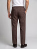 Men's Chocolate Relaxed Fit Solid Linen Blend Trousers Non-Stretchable