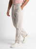 Men's Off White Relaxed Fit Solid Linen Blend Trousers Non-Stretchable