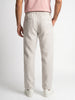 Men's Off White Relaxed Fit Solid Linen Blend Trousers Non-Stretchable