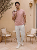 Men's Off White Relaxed Fit Solid Linen Blend Trousers Non-Stretchable