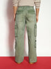 Men's Olive Loose Baggy Fit Travel Cargo Jeans With 8 Pockets Stretchable