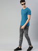 Men's Blue Printed Full Sleeve Slim Fit Cotton T-Shirt