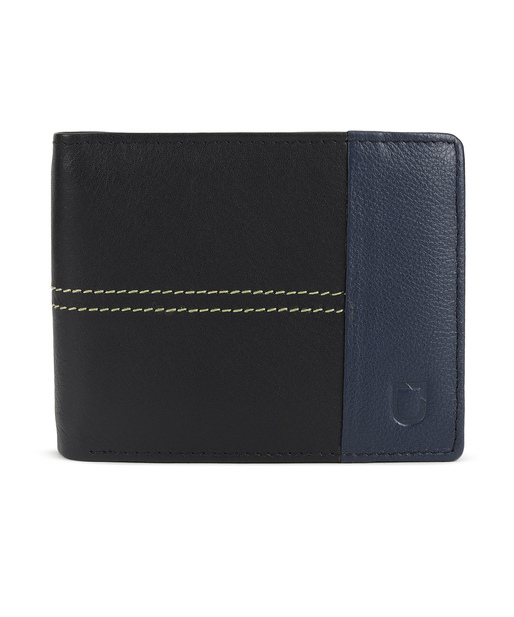 Urbano Fashion Men's Casual, Formal Black, Blue Genuine Leather Wallet-8 Card Slots