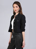 Women's Black Regular Fit Washed Full Sleeve Denim Jacket
