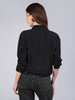 Women's Black Regular Fit Washed Full Sleeve Denim Jacket