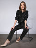Women's Black Regular Fit Washed Full Sleeve Denim Jacket
