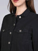 Women's Black Regular Fit Washed Full Sleeve Denim Jacket