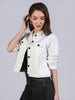 Women's White Regular Fit Washed Full Sleeve Denim Jacket