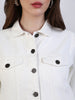 Women's White Regular Fit Washed Full Sleeve Denim Jacket