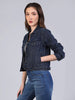 Women's Dark Blue Regular Fit Washed Full Sleeve Denim Jacket