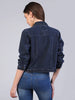 Women's Dark Blue Regular Fit Washed Full Sleeve Denim Jacket