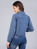 Women's Light Blue Regular Fit Washed Full Sleeve Denim Jacket