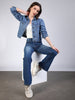 Women's Light Blue Regular Fit Washed Full Sleeve Denim Jacket