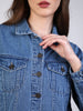 Women's Light Blue Regular Fit Washed Full Sleeve Denim Jacket