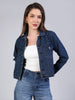 Women's Blue Regular Fit Washed Full Sleeve Denim Jacket