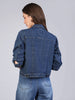 Women's Blue Regular Fit Washed Full Sleeve Denim Jacket