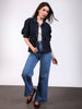 Women's Dark Blue Relaxed Fit Full Sleeve Utility Denim Jacket