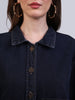 Women's Dark Blue Relaxed Fit Full Sleeve Utility Denim Jacket